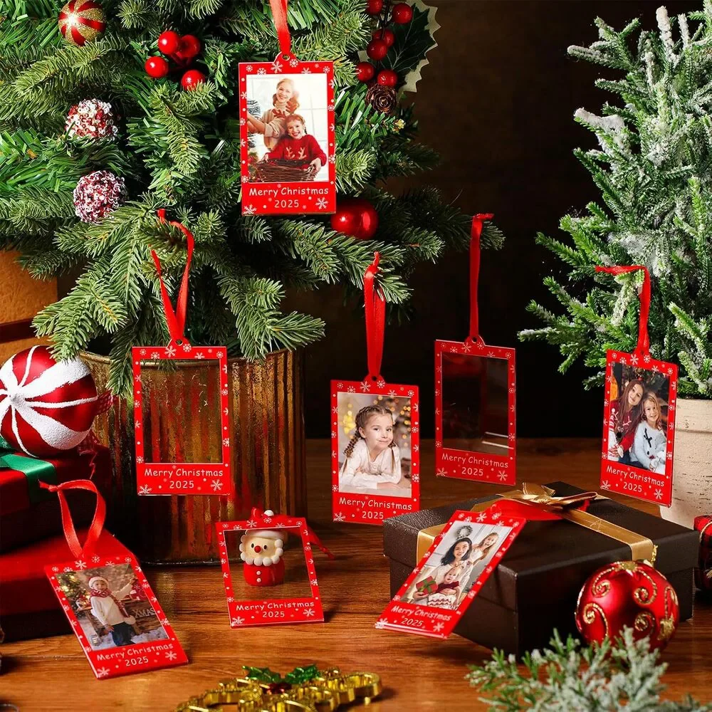 Vercraft 24 Pcs Merry Xmas Photo Frame Ornaments Acrylic 2 x 3 Picture Frame